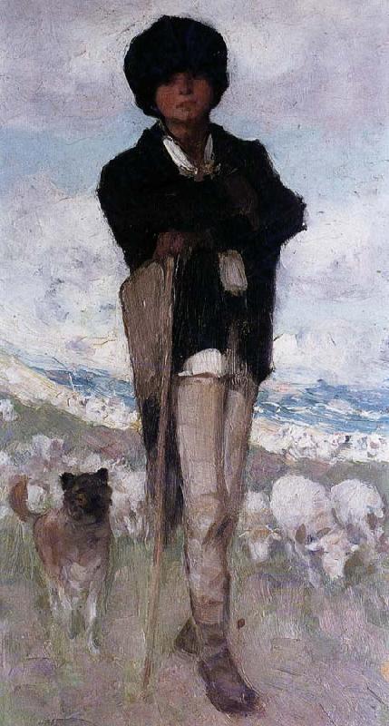 Nicolae Grigorescu Young Shepherd with his Dog China oil painting art